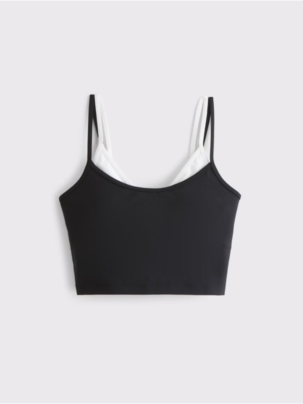 Absrcrombie ypb Black Double-Strap Crop Tank Top with White Inner bra